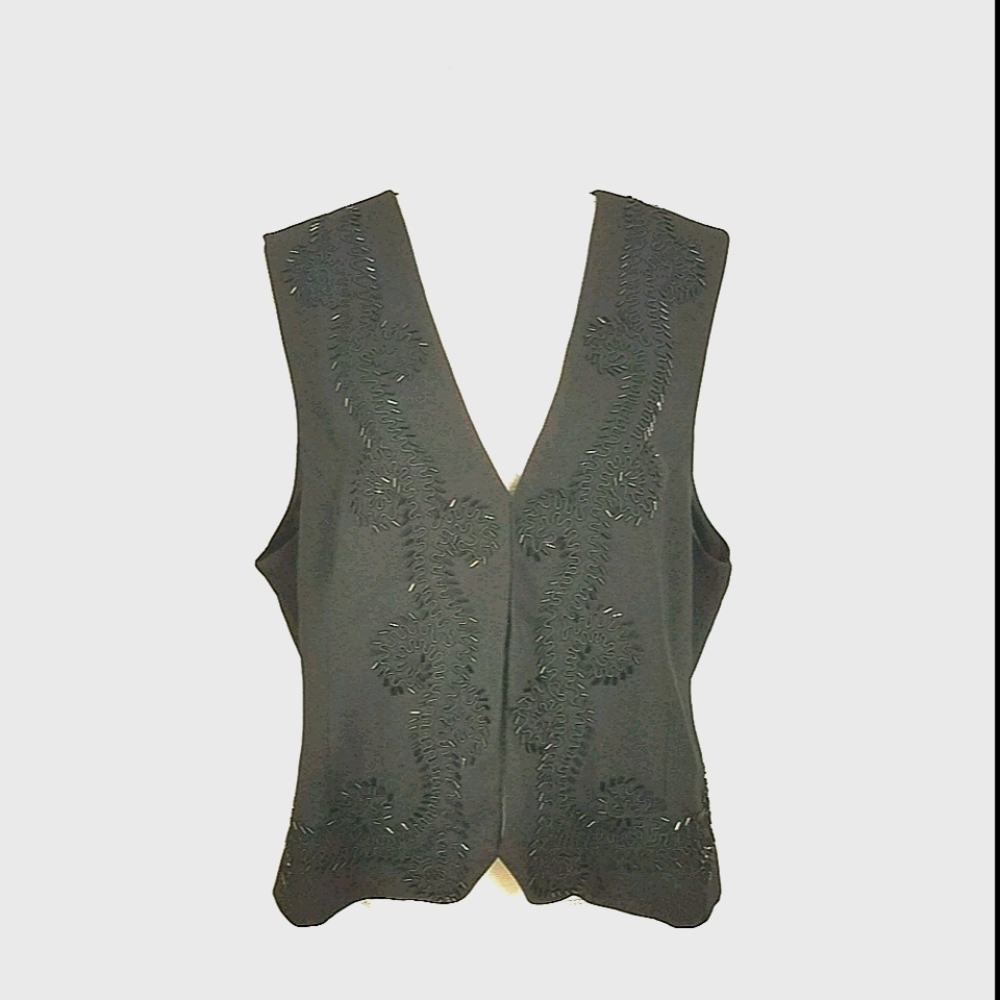 Alfred Dunner Beaded Black Vest Size 18 New